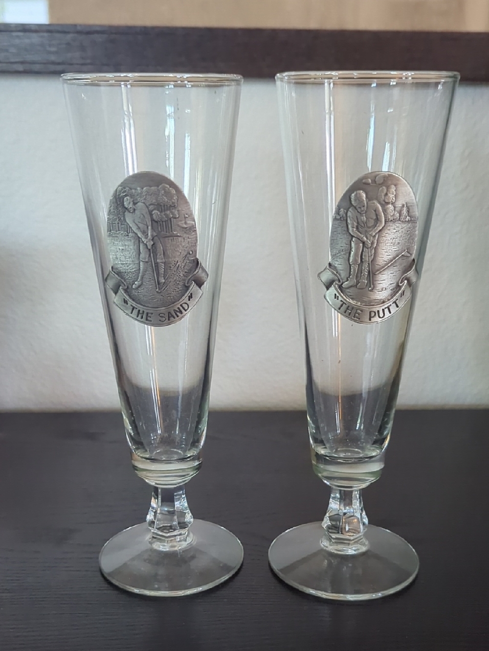 Set Of Two Golf Themed Beer Glasses